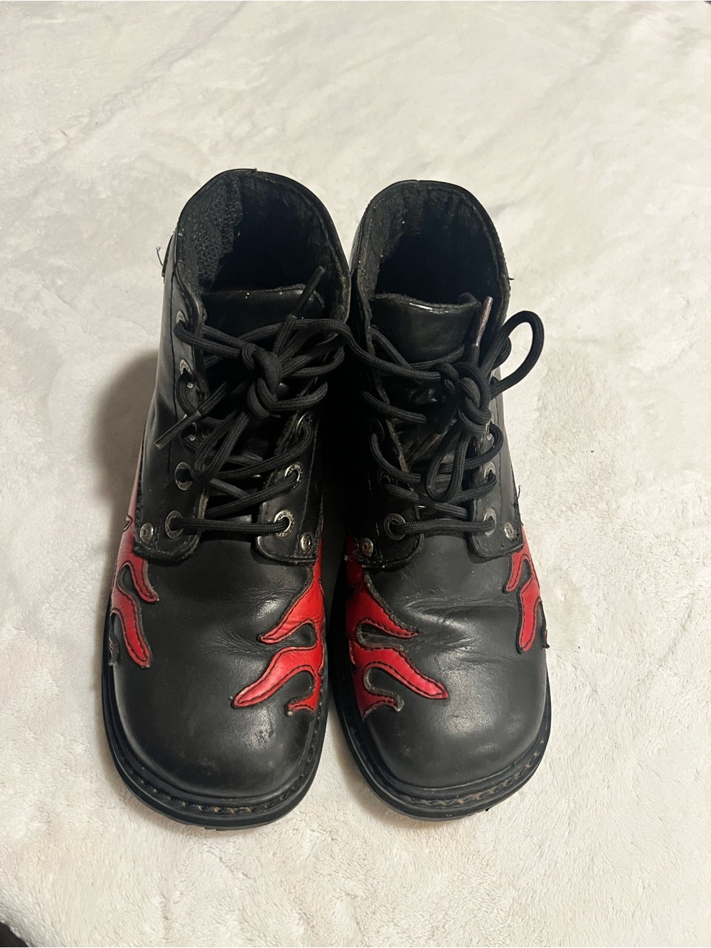 vintage Harley-Davidson Women's Black & Red Flame Leather Motorcycle Boot Size 7 - Picture 3 of 7